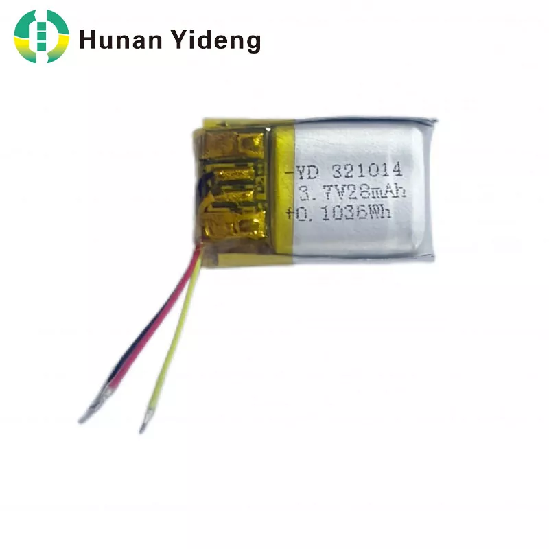 321014 28mah 3.7V Batería prismática pequeña recargable